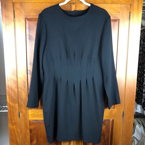 Laura Ashley Vintage Black Wool Sheath Dress Old Money Quiet Luxury Minimalist - Picture 1 of 16